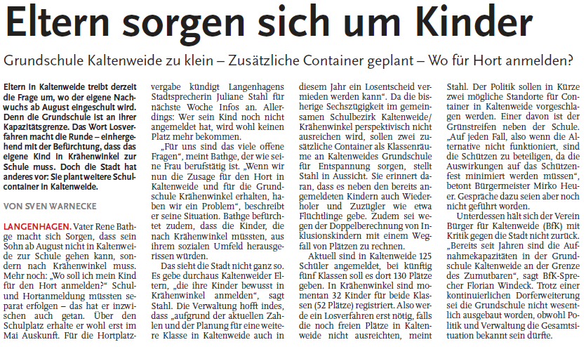 Nordhannoversche Zeitung vom 19.01.2016 Nordhannoversche Zeitung vom 19.01.2016